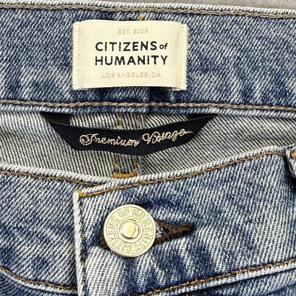 Citizens of Humanity Jolene High Rise Straight Leg Jeans Blue Size 30 Distressed